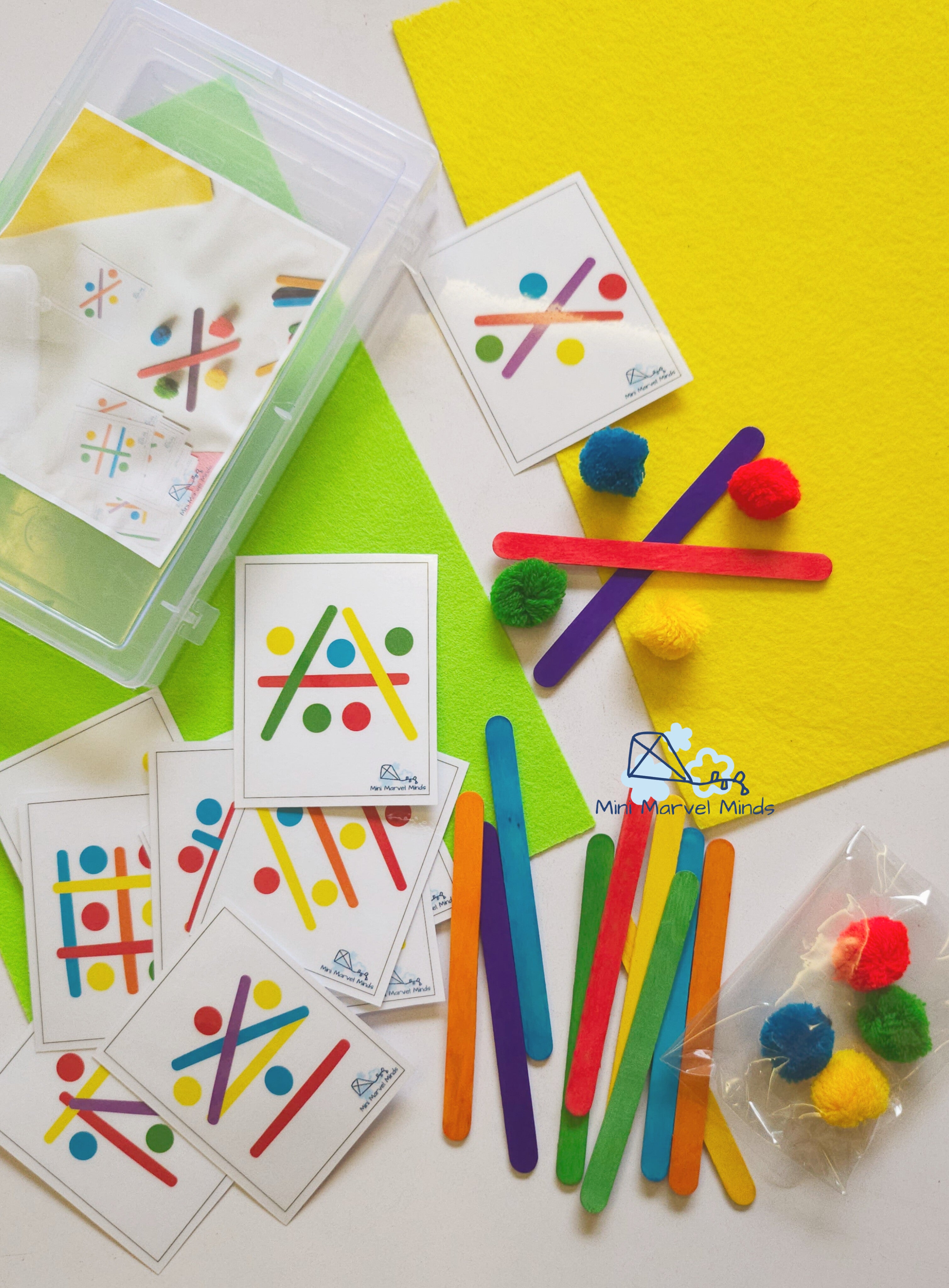 Brain Boosting Kit Pom pom ball and Popsicle Sticks