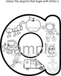Beginning sounds Alphabets Colouring